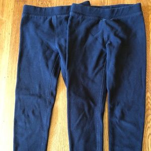 Two Pairs kids Primary "coziest fleece" lined leggings black size 8